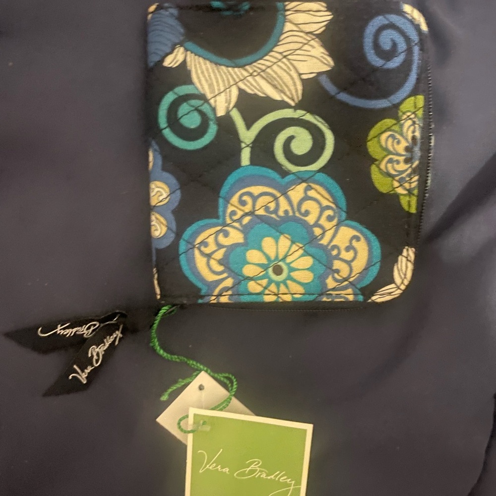 Vera Bradley Black and Blue Floral Wallet